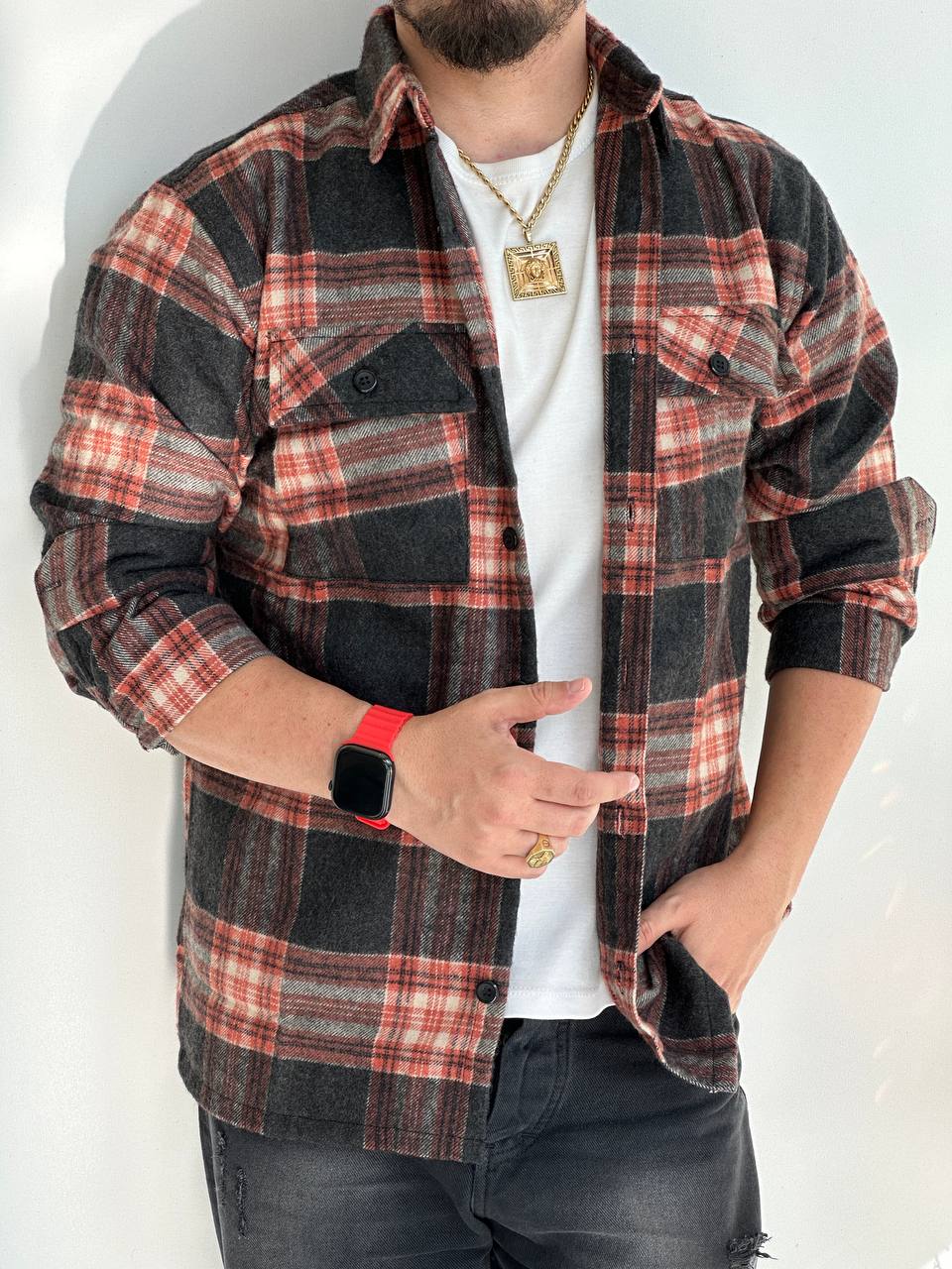 پیراهن پشمی دو جیب مردانه